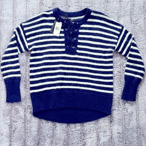 NWT- Buffalo by David Bitton, women’s size Medium sweater in navy and white.